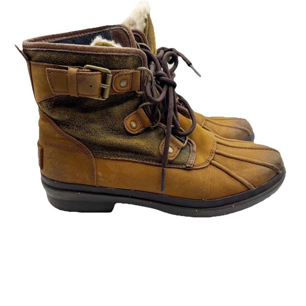 UGG Cecile Women's 1007999 Brown Waterproof Leather Ankle‎ Duck Boots Size US 6